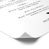 Black Beatrice Script Elegant Wedding Bar Menu Poster (Ecke)