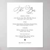 Black Beatrice Script Elegant Wedding Bar Menu Poster (Vorne)