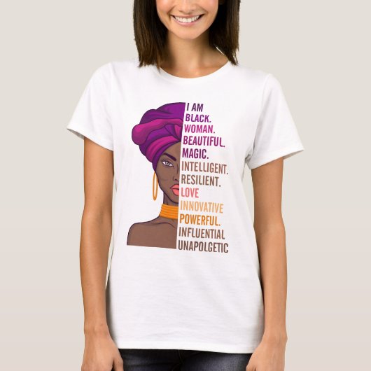 Black Beautiful Frau stolz bin ich schwarze Frau B T-Shirt (Vorderseite)