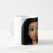 Black Beautiful Woman Doll Cartoon Picture Kaffeetasse (Vorderseite Links)
