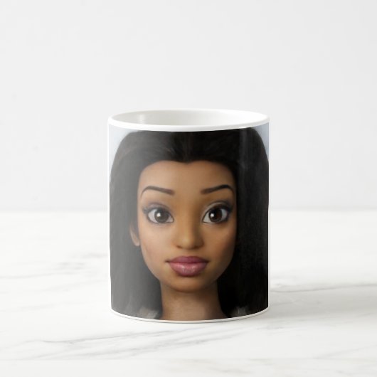 Black Beautiful Woman Doll Cartoon Picture Kaffeetasse (Mittel)