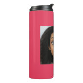 Black Beautiful Woman Doll Cartoon Pink Fuscia Thermosbecher (Nach links gedreht)