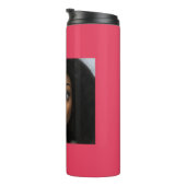 Black Beautiful Woman Doll Cartoon Pink Fuscia Thermosbecher (Nach rechts gedreht)