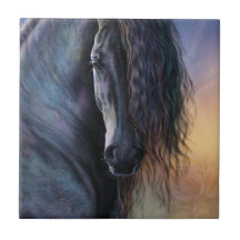 Black Beauty Art Tile