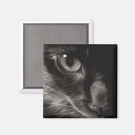 Black Beauty Cat Magnet (Vorderseite/Rückseite)