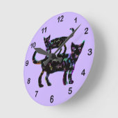 Black Beauty Cats Runde Wanduhr (Winkel)