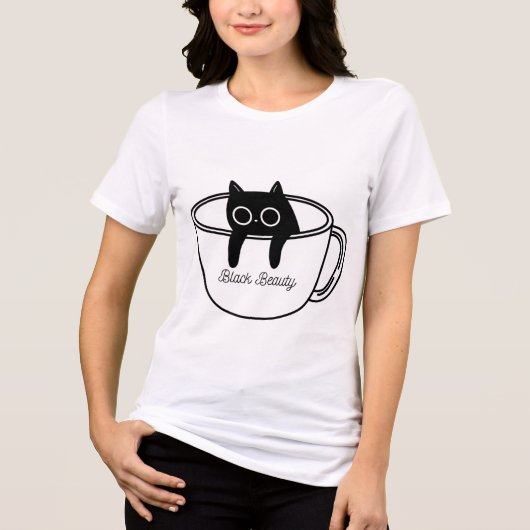 Black Beauty Cute Coffee Cup Graphic T-Shirt Tri-Blend Shirt (Vorderseite)