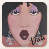 "Black Beauty Diva" SQUARE PAPER UNTERSETZER (Vorderseite)