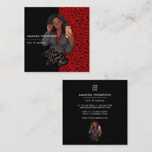 Black Beauty Fashion Business Card Quadratische Visitenkarte