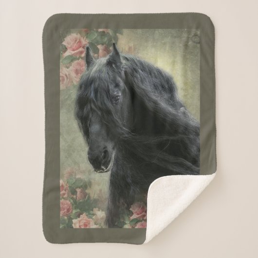 Black Beauty Friesian Horse - Blanket Sherpadecke (Vorderseite)