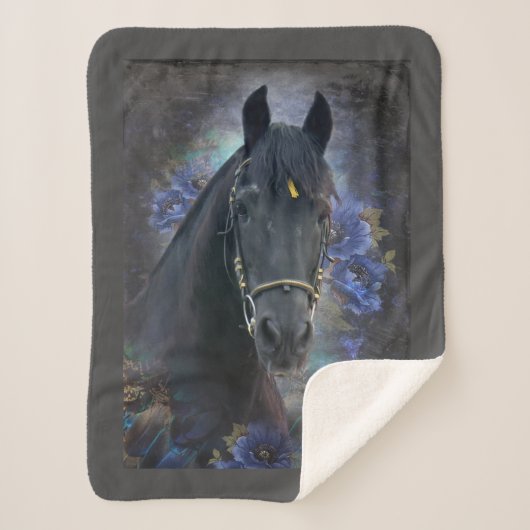 Black Beauty Friesian Horse - Blanket Sherpadecke (Vorderseite)