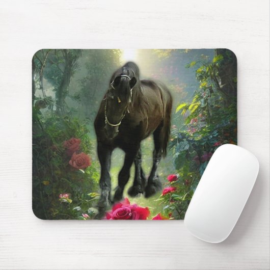 Black Beauty Friesian Horse Fantasy - Mouse Pad Mousepad (Mit Mouse)