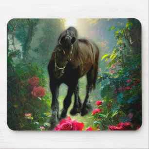 Black Beauty Friesian Horse Fantasy - Mouse Pad Mousepad