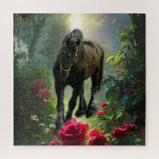 Black Beauty Friesian Horse Fantasy - Puzzle (Vertikal)