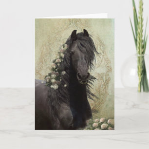 Black Beauty Friesian Horse - Grußkarte Dankeskarte