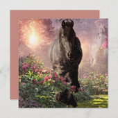 Black Beauty Friesian Horse - Grußkarte Einladung (Vorne/Hinten)