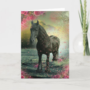 Black Beauty Friesian Horse - Grußkarte Karte