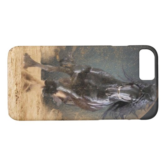 Black Beauty Friesian Horse - iPhone Case (Rückseite (Horizontal))