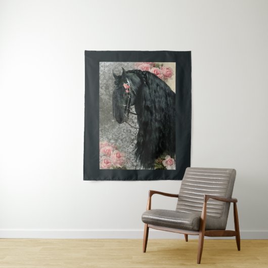 Black Beauty Friesian Horse - Tapestry Wandteppich (Beispiel)