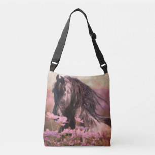 Black Beauty Friesian Horse - Tote Bag Tragetaschen Mit Langen Trägern