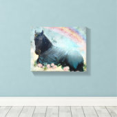 Black Beauty Friesian Horse - Wrapped Canvas Leinwanddruck (Insitu (Holzboden))
