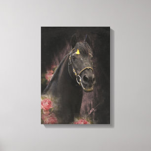 Black Beauty Friesian Horse - Wrapped Canvas Leinwanddruck