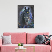 Black Beauty Friesian Horse - Wrapped Canvas Leinwanddruck (Insitu (Wohnzimmer))