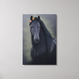 Black Beauty Friesian Horse - Wrapped Canvas Leinwanddruck
