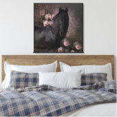 Black Beauty Friesian Horse - Wrapped Canvas Leinwanddruck (Insitu (Schlafzimmer))