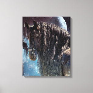 Black Beauty Friesian Horse - Wrapped Canvas Leinwanddruck