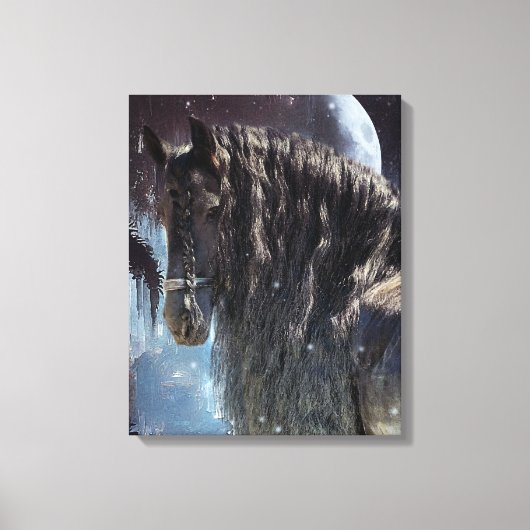 Black Beauty Friesian Horse - Wrapped Canvas Leinwanddruck (Vorderseite)