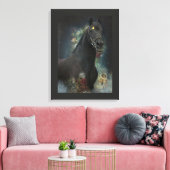 Black Beauty Friesian Horse - Wrapped Canvas Leinwanddruck (Insitu (Wohnzimmer))