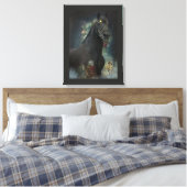 Black Beauty Friesian Horse - Wrapped Canvas Leinwanddruck (Insitu (Schlafzimmer))