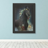 Black Beauty Friesian Horse - Wrapped Canvas Leinwanddruck (Insitu (Holzboden))