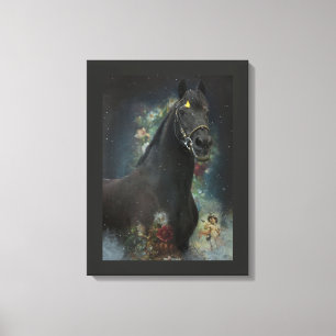 Black Beauty Friesian Horse - Wrapped Canvas Leinwanddruck