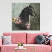 Black Beauty Friesian Horse - Wrapped Canvas Leinwanddruck (Insitu (Wohnzimmer))