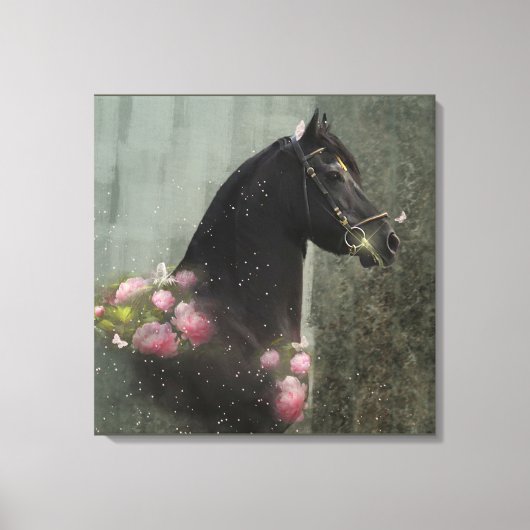 Black Beauty Friesian Horse - Wrapped Canvas Leinwanddruck (Vorderseite)