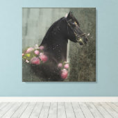 Black Beauty Friesian Horse - Wrapped Canvas Leinwanddruck (Insitu (Holzboden))