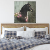 Black Beauty Friesian Horse - Wrapped Canvas Leinwanddruck (Insitu (Schlafzimmer))