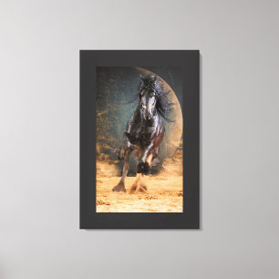 Black Beauty Friesian Horse - Wrapped Canvas Leinwanddruck
