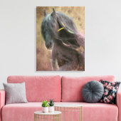 Black Beauty Friesian Horse - Wrapped Canvas Leinwanddruck (Insitu (Wohnzimmer))