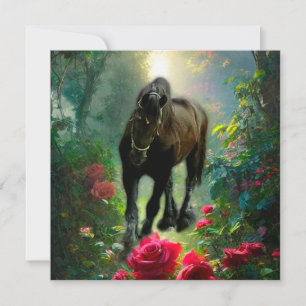 Black Beauty Friesian Pferd Fantasy - Grußkarte Einladung