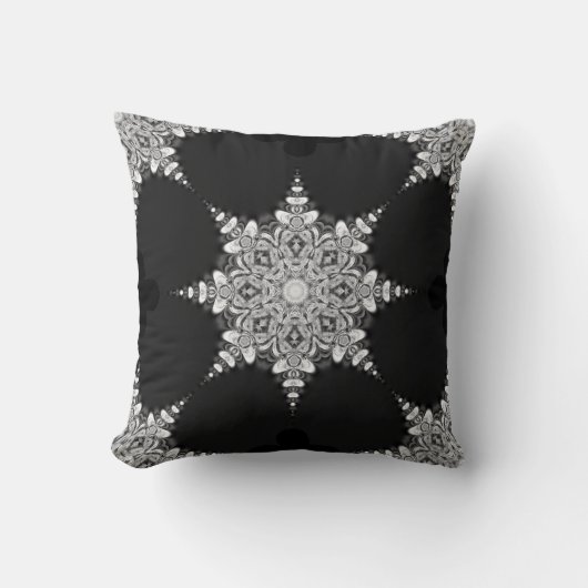 Black Beauty Mandala Snowflake Cushion Kissen (Vorderseite)