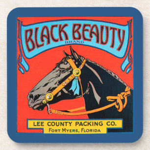 Black Beauty Pferd auf rotem Hintergrund Getränkeuntersetzer