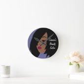 Black Beauty Salon Wall Clock- Customizable Runde Wanduhr (Zuhause)