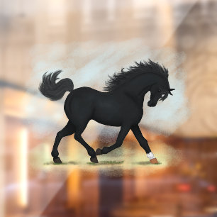 Black Beauty (Star & Sock) Trotting Horse Decal Fensteraufkleber