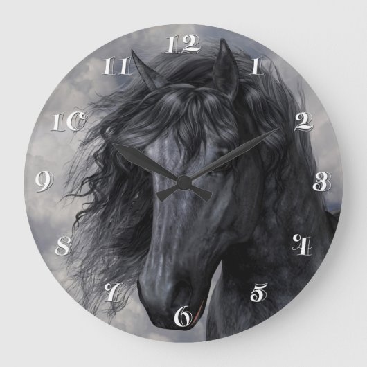 Black Beauty Wall Clock Große Wanduhr (Vorderseite)