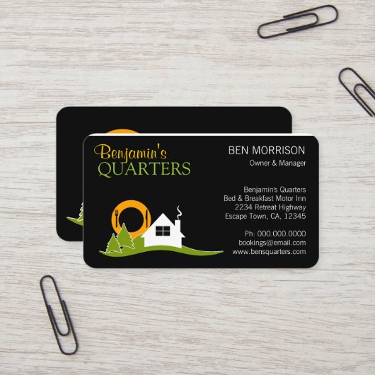 Black Bed and Breakfast in Weiß Hütte B&B Visitenkarte (Vorderseite/Rückseite Beispiel)