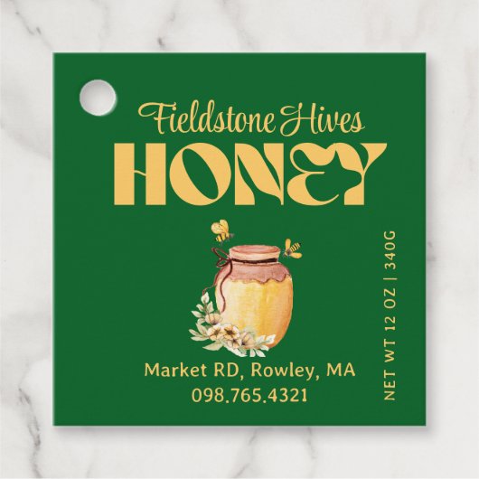 Black Bee Honey Label Metallic Gold Text (Vorderseite)
