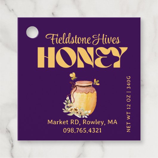 Black Bee Honey Label Metallic Gold Text  (Vorderseite)